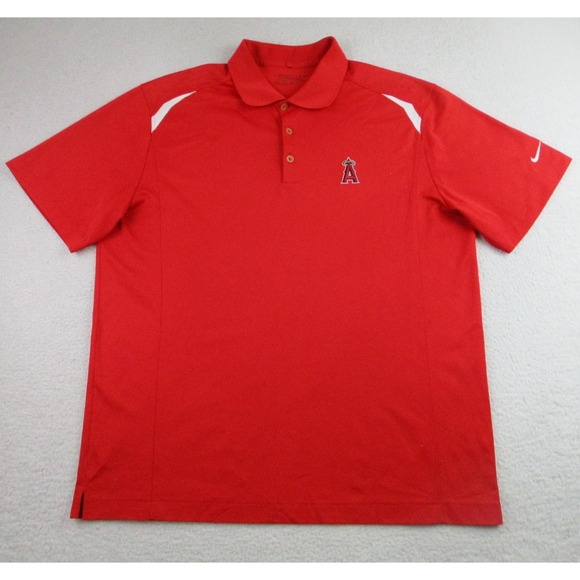 Nike Los Angeles Angels Polo Shirt Mens XL Red MLB Baseball Dri-FIT Tour Golf - Picture 1 of 8